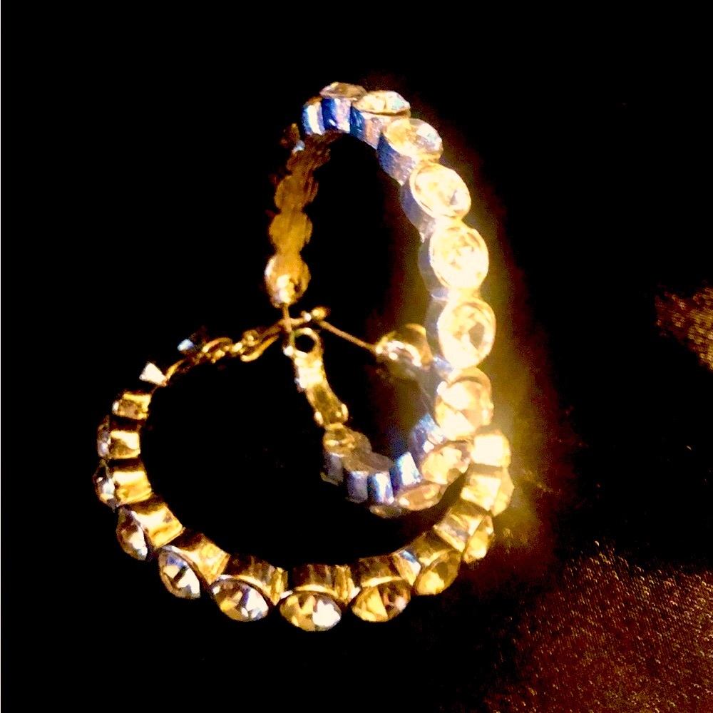 Classy Crystal & Silver Hoop Earrings.